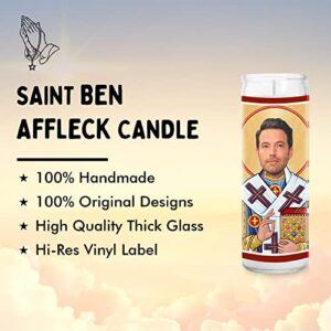 Ben Affleck Celebrity Prayer Candle - Funny Saint Candle - 8 inch Glass Prayer Votive - 100% Handmade in USA - Novelty Celebrity Gift