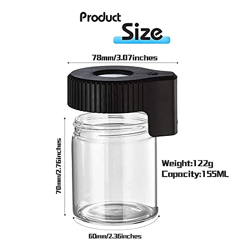 Honeypuff Magnifying Glass Jar with Light, Light-Up LED Transparent Glass Air Tight Storage Jars Magnifying Viewing Jar (Black)