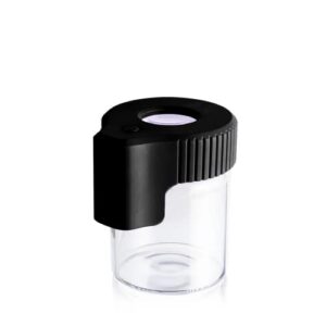 Honeypuff Magnifying Glass Jar with Light, Light-Up LED Transparent Glass Air Tight Storage Jars Magnifying Viewing Jar (Black)