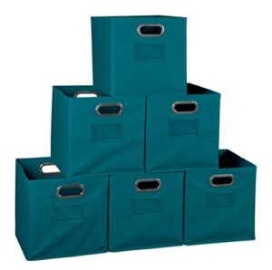 niche cubo foldable fabric storage bins, teal, set of 6