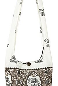 Lovely Creations Hippie Boho New Elephant Crossbody Bohemian Gypsy Sling Shoulder Bag Medium Size (A Gray)