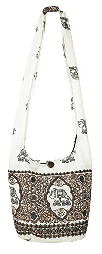 Lovely Creations Hippie Boho New Elephant Crossbody Bohemian Gypsy Sling Shoulder Bag Medium Size (A Gray)