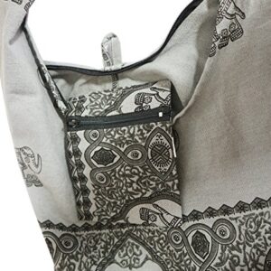 Lovely Creations Hippie Boho New Elephant Crossbody Bohemian Gypsy Sling Shoulder Bag Medium Size (A Gray)