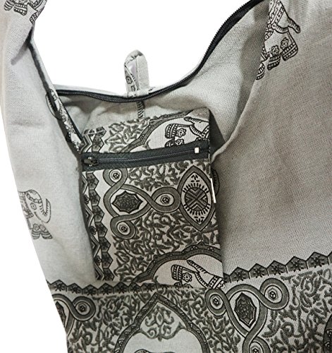 Lovely Creations Hippie Boho New Elephant Crossbody Bohemian Gypsy Sling Shoulder Bag Medium Size (A Gray)