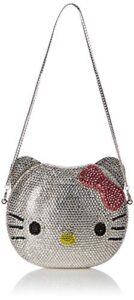 3-d hello kitty cat crystal couture clutch special occasion holiday party evening bag silver
