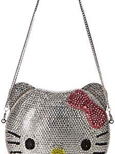 3-D Hello Kitty Cat Crystal Couture Clutch Special Occasion Holiday Party Evening Bag Silver