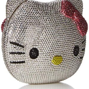 3-D Hello Kitty Cat Crystal Couture Clutch Special Occasion Holiday Party Evening Bag Silver