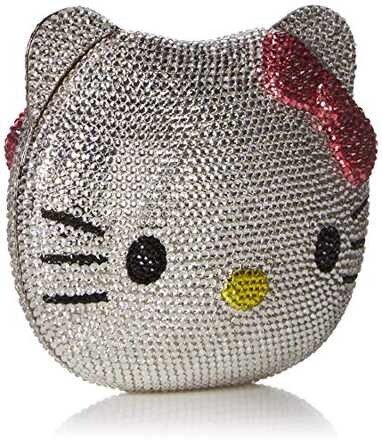 3-D Hello Kitty Cat Crystal Couture Clutch Special Occasion Holiday Party Evening Bag Silver