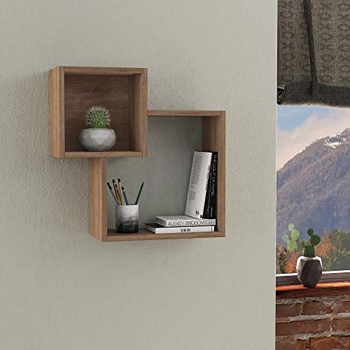 Ada Home Décor Wilkins Wall Shelf, 23'' x 23'' x 8'', Oak