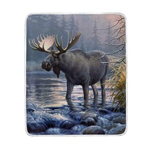 Ainans Moose Throw Blanket, Soft Warm Cozy Bed Couch Sofa Blankets 50"x60" for Kids Adults