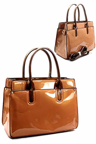 Downtown Apparel Caramel Patent Square Tote Bag