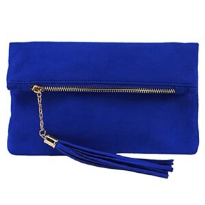 jnb women’s microsuede foldover mini pouch (royal blue)