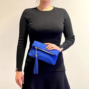 JNB Women's Microsuede Foldover Mini Pouch (Royal Blue)