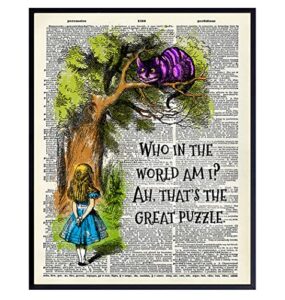 alice wonderland quote dictionary wall art, home decor – upcycled vintage poster print- rustic bedroom decorations for nursery, baby, girls, boys, kids room – inspirational gift – 8×10 unframed