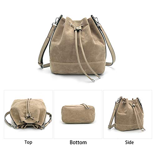 AFKOMST Bucket Bags and Purses For Women Drawstring Hobo and Shoulder Handbags with 2 Detachable Straps