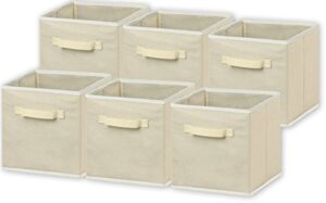 6 pack – simplehouseware foldable cloth storage cube basket bins organizer, beige