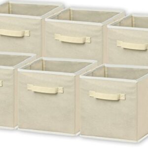 6 Pack - SimpleHouseware Foldable Cloth Storage Cube Basket Bins Organizer, Beige