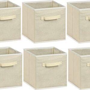 6 Pack - SimpleHouseware Foldable Cloth Storage Cube Basket Bins Organizer, Beige