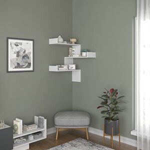 ada home décor walker wall shelf, 24″ x 35″ x 9″, white