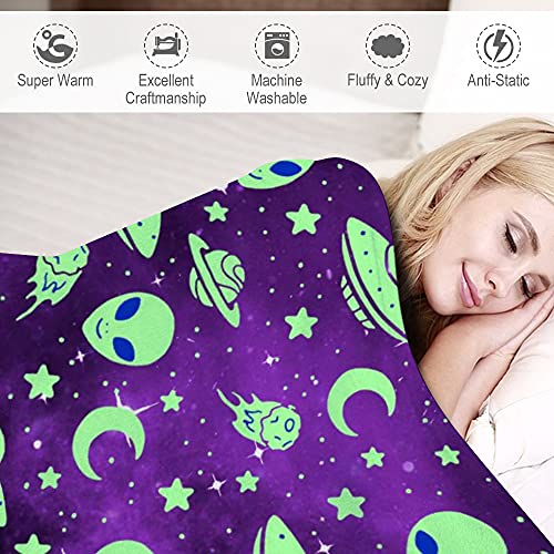 Fleece Throw Blanket - Lightweight Soft Warm Comfort Blankets for Couch Bed Sofa and Home Decor Blankets for All Seasons,60" X80",Alien Galaxy