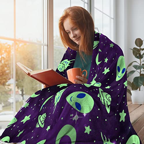 Fleece Throw Blanket - Lightweight Soft Warm Comfort Blankets for Couch Bed Sofa and Home Decor Blankets for All Seasons,60" X80",Alien Galaxy