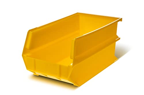 Triton Products 3-240Y LocBin 14-3/4-Inch Length, 8-1/4-Inch Width, 7-Inch Height Yellow Stacking, Hanging, Interlocking Polypropylene Bins, 6-Pack