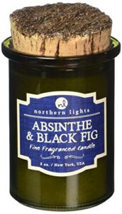 northern lights candles absinthe & black fig fragranced candle, 5 oz, olive