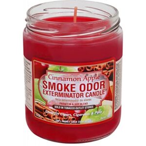 smoke odor exterminator 13 oz jar candles cinnamon apple, (3) set of three candles.