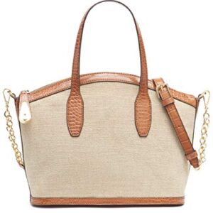 Calvin Klein Statement Series Lock Daytonna Leather Top Zip Satchel, Natural