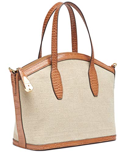 Calvin Klein Statement Series Lock Daytonna Leather Top Zip Satchel, Natural