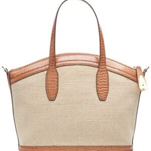 Calvin Klein Statement Series Lock Daytonna Leather Top Zip Satchel, Natural