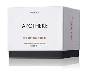 apotheke luxury scented 3-wick jar candle, sea salt grapefruit, 32 oz – large – grapefruit, pepper, mint & tarragon scent, strong fragrance, aromatherapy, long lasting, hand poured in usa