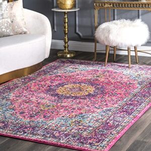 nuloom verona vintage persian area rug, 4′ x 6′, pink