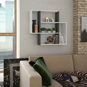 ada home décor blair wall shelf, 34” x 34” x 8”, ivory & anthracite