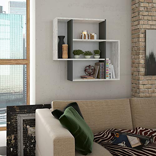 Ada Home Décor Blair Wall Shelf, 34'' x 34'' x 8'', Ivory & Anthracite