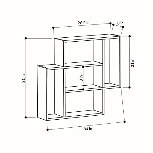 Ada Home Décor Blair Wall Shelf, 34'' x 34'' x 8'', Ivory & Anthracite