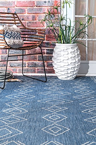 nuLOOM Sierra Moroccan Diamond Outdoor Area Rug, 5' 3" x 7' 6", Blue