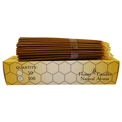 100 Natural Pure Beeswax Taper Candles 9 Inch Tall Church Jerusalem Holy Land Scented Candle Gift Box