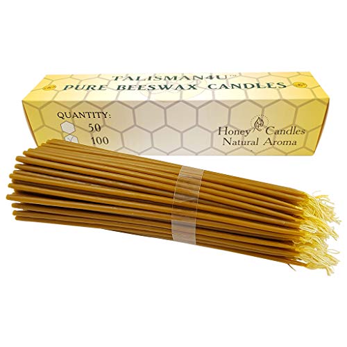 100 Natural Pure Beeswax Taper Candles 9 Inch Tall Church Jerusalem Holy Land Scented Candle Gift Box