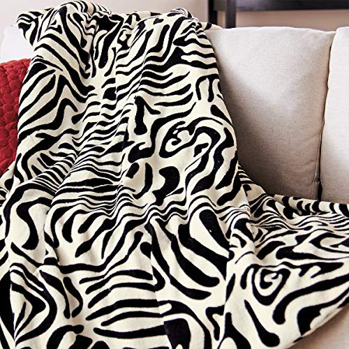 Sunbeam Heated Throw Blanket | Microplush, 3 Heat Settings, Zebra - TSM8TP-R901-25B00