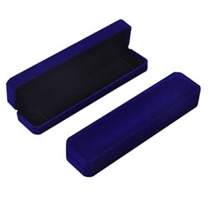 isuperb set of 2 blue velvet necklace chain bracelet display case storage jewelry gift box 8.7×1.6x2inch