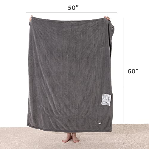 Sunbeam Royal Luxe Dove Grey Heated Personal Throw / Blanket, Cozy-Warm, Adjustable Heat Settings