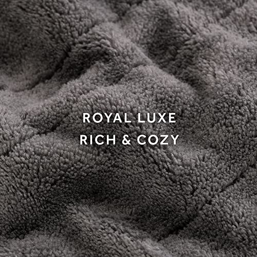 Sunbeam Royal Luxe Dove Grey Heated Personal Throw / Blanket, Cozy-Warm, Adjustable Heat Settings