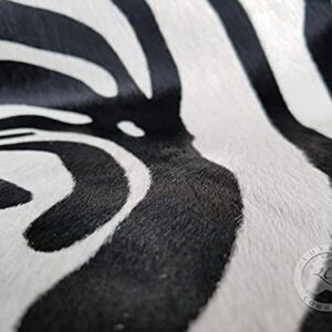 Zebra Print Black on Off White Genuine Cowhide Rug 6 x 7 ft. 180 x 210 cm