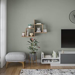 ada home décor webb wall shelf, 34” x 23” x 8”, light walnut