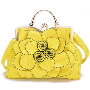 SUNROLAN Women's Evening Clutches Handbags Formal Party Wallets Wedding Purses Wristlets Ethnic Totes Satchel (Yellow)