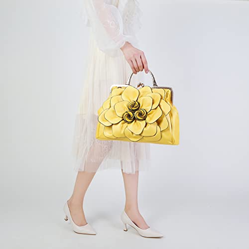 SUNROLAN Women's Evening Clutches Handbags Formal Party Wallets Wedding Purses Wristlets Ethnic Totes Satchel (Yellow)