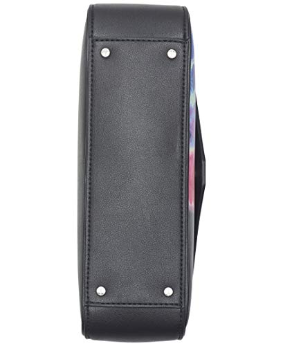 Calvin Klein Statement Series Lock Daytonna Leather Flap Convertible Shoulder Bag & Crossbody, Black Multi Print