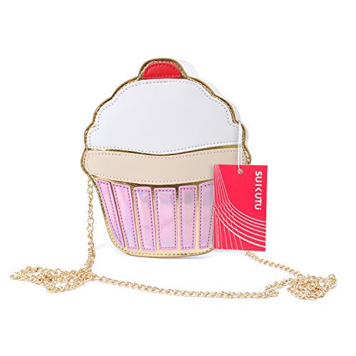 SUKUTU Girls Cupcake Popcorn Egg Fruits Milk Box PU Crossbody Handbag Women Small Purse and Cell Phone Shoulder Bag