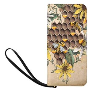 interestprint women’s honey bee and apiary clutch wallet handbag for party wedding outdoor sport